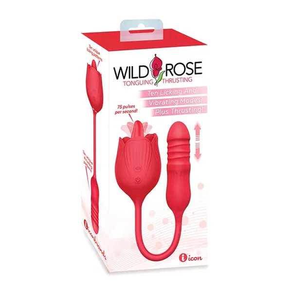 Wild Rose Licking & Thrusting Vibrator – Red