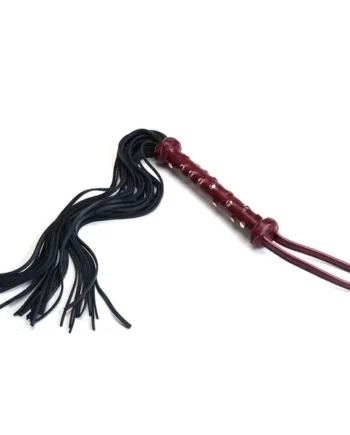 Wine Red Collection Leather Studded Handle Flogger