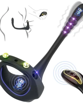 Wireless Remote Control Vibrating Penis Ring With Prostate Massager