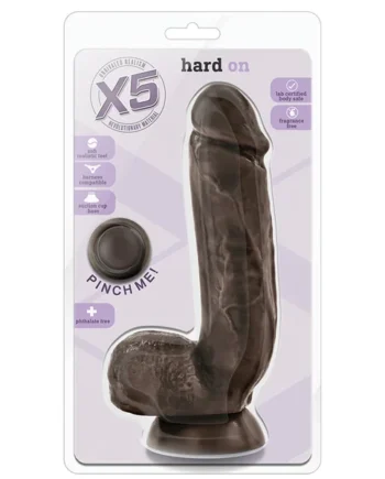 X5 Hard on Realistic G-Spot Brown 8.5-Inch Long Dildo With Balls & Suction Cup Base