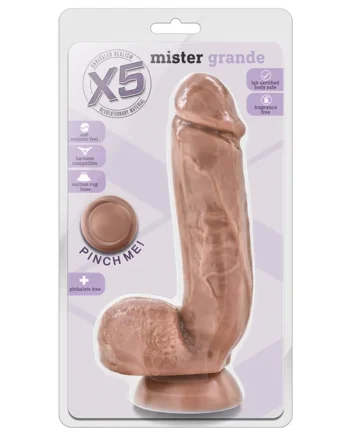 X5 Mister Grande Realistic G-Spot Latin 8.5-Inch Long Dildo With Balls & Suction Cup Base