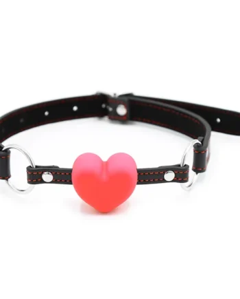 Yiwu Solid Silicone Heart Gag With Faux Leather Strap