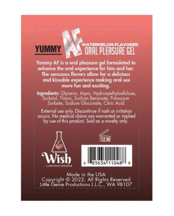 Yummy AF Oral Pleasure Gel – 2.2 oz Watermelon