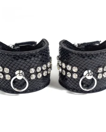 Zorba Patent Leather Snakeskin & Diamante Wrist Cuffs
