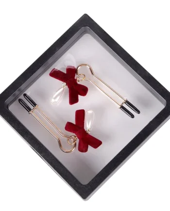 ZYL Velvet Bow & Pearl Charm Tweezer Nipple Clamps
